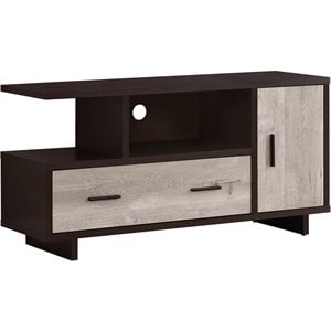 Pemberly Row 2 Door 48&quot Contemporary Wooden TV Stand in Cappuccino and Taupe