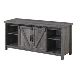 Pemberly Row Farmhouse Wood Barn Door TV Stand for TVs up to 52&quot in Rustic Gray