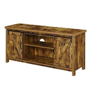 Pemberly Row Barn Door Wood 52&quot TV Stand in Cinnamon