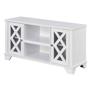 Pemberly Row Contemporary Wood TV Stand for TVs up to 47&quot with Cabinets in White