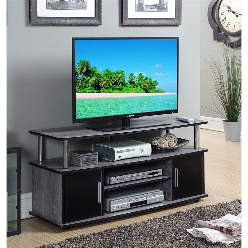 Pemberly Row 45" Wood TV Stand in Weathered Gray Cymax Business