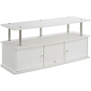 Pemberly Row Modern Wood TV Stand for TVs up to 50&quot with 3 Cabinets in White
