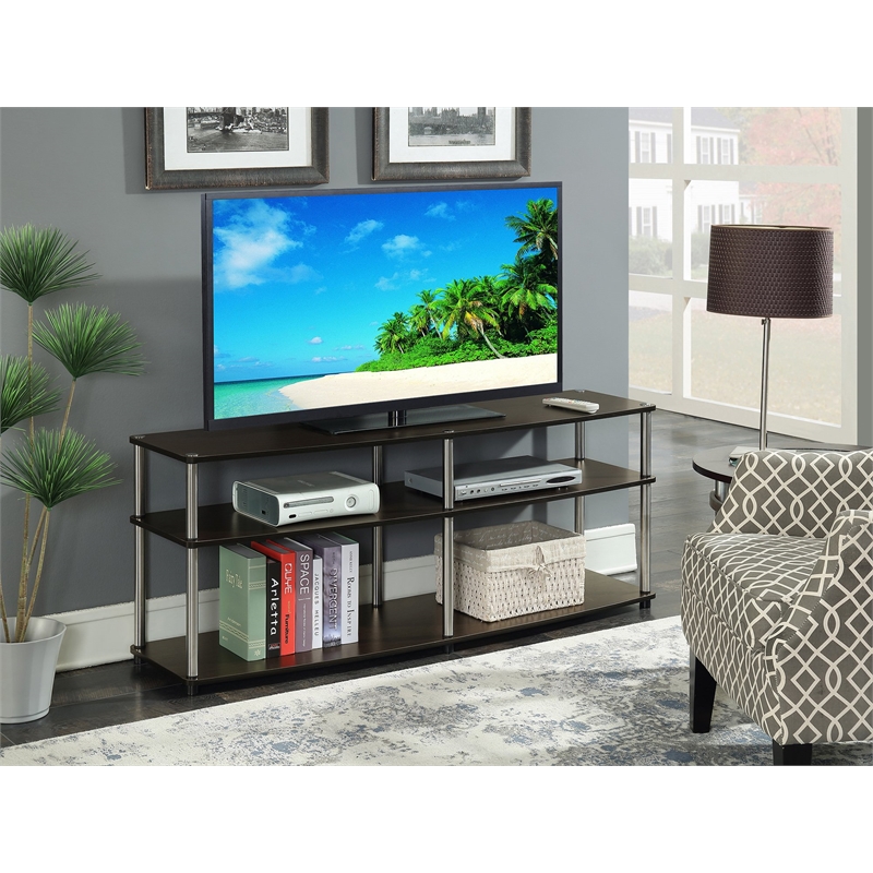 Pemberly Row Contemporary 3 Tier Wood TV Stand for TVs up to 60