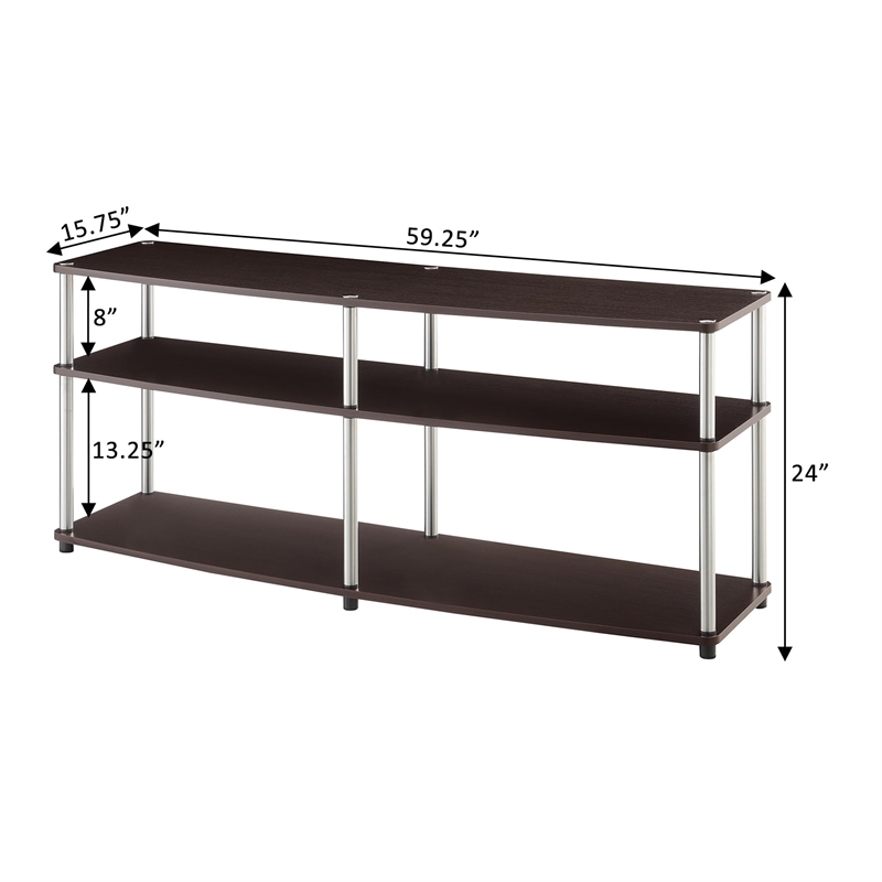 Pemberly Row Contemporary 3 Tier Wood TV Stand for TVs up to 60
