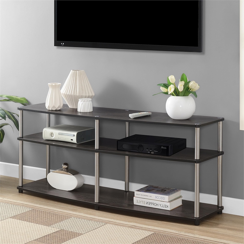 Pemberly Row Contemporary 3 Tier Wood TV Stand for TVs up to 60