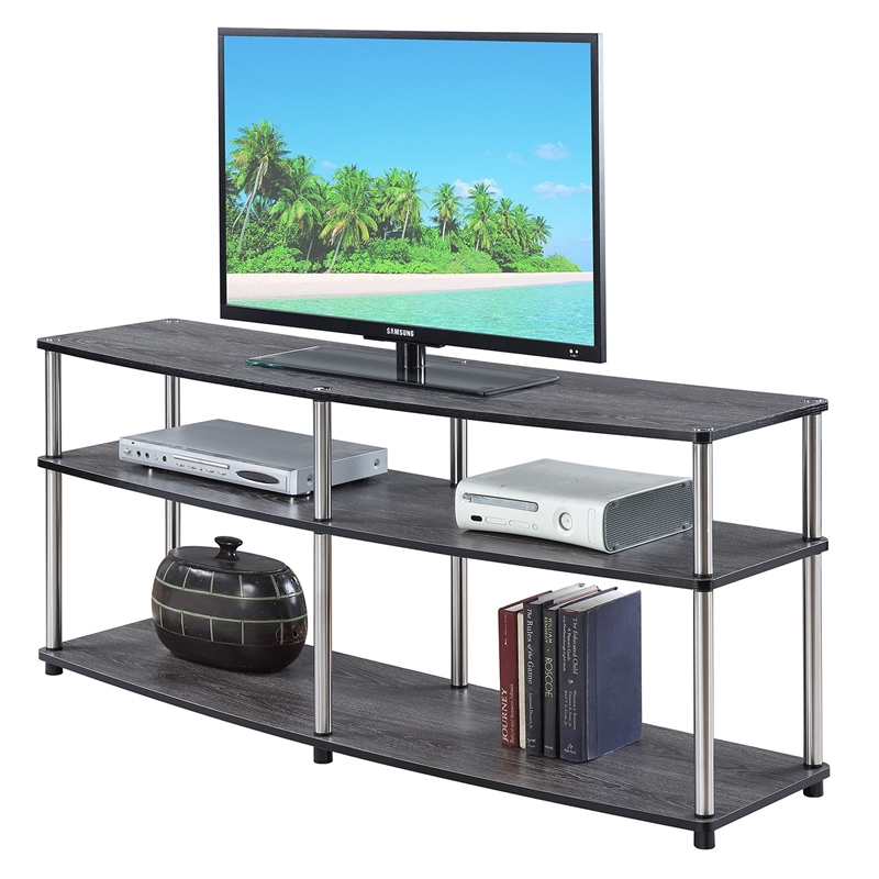 Pemberly Row Contemporary 3 Tier Wood TV Stand for TVs up to 60