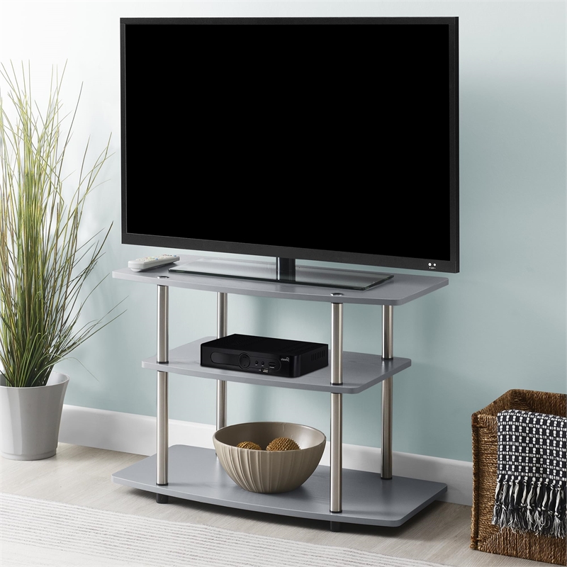 Pemberly Row Contemporary 3 Tier Wood TV Stand for TVs up to 32