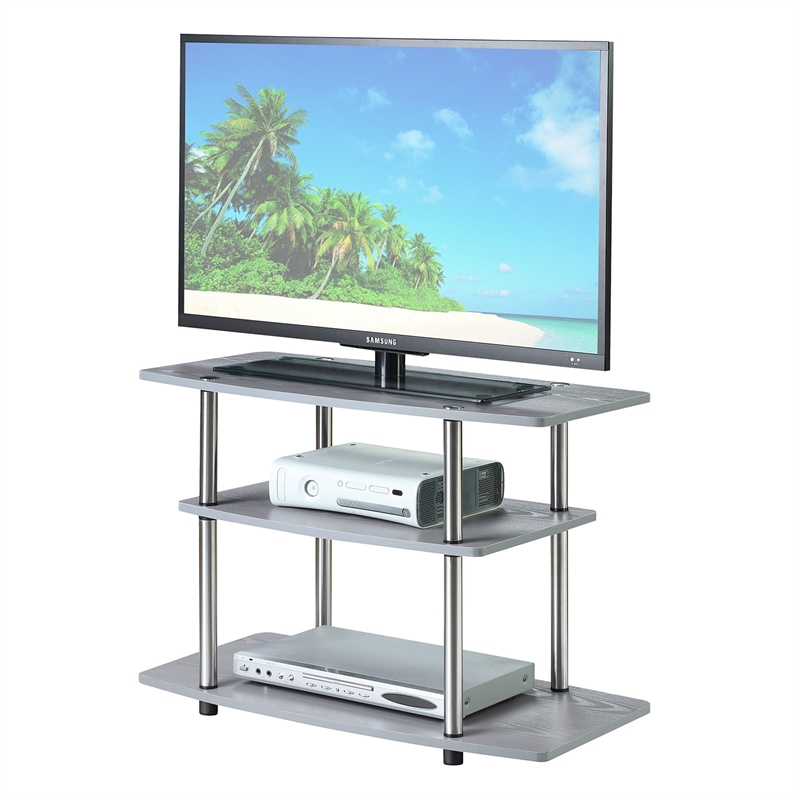 Pemberly Row Contemporary 3 Tier Wood TV Stand for TVs up to 32