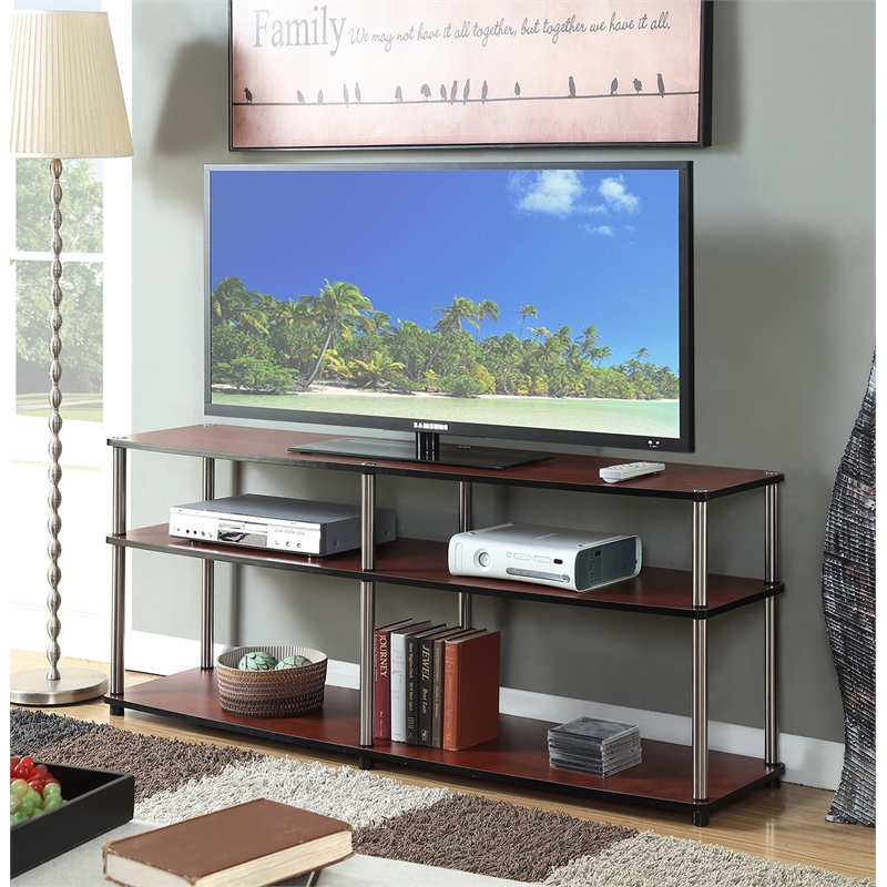 Pemberly Row Contemporary 3 Tier Wood TV Stand for TVs up to 60