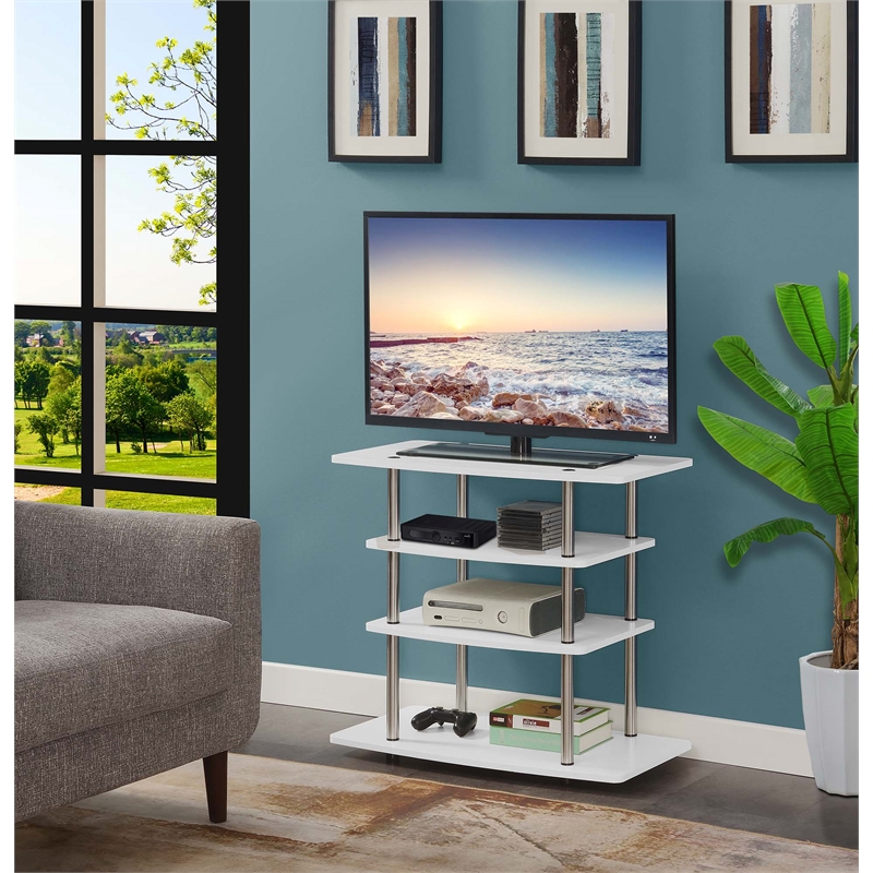 Pemberly Row Contemporary Wood No-Tools TV Stand for TVs up to 32