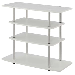 Pemberly Row Contemporary Wood No-Tools TV Stand for TVs up to 32&quot in White