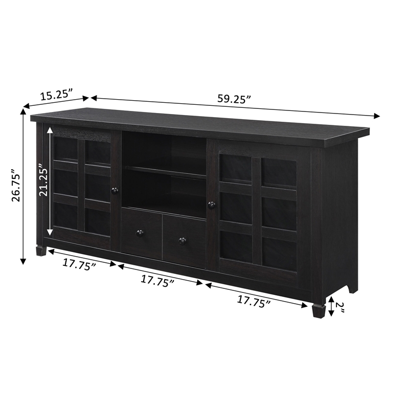 Pemberly Row Traditional 1-Drawer Wood TV Stand for TVs up to 60
