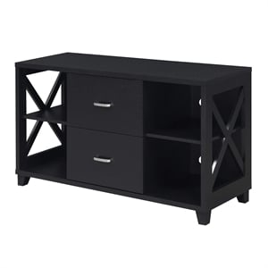 Pemberly Row Transitional 2-Drawer Wood TV Stand for TVs up to 47&quot in Black