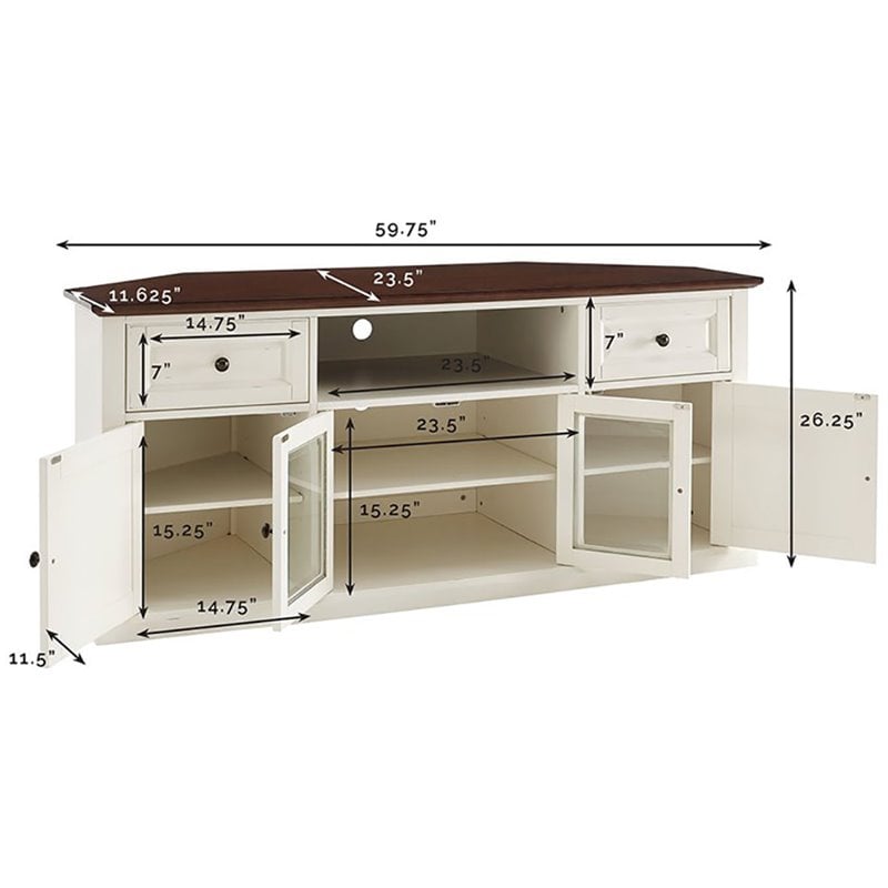 Pemberly Row Wood Corner TV Stand for TVs up to 65