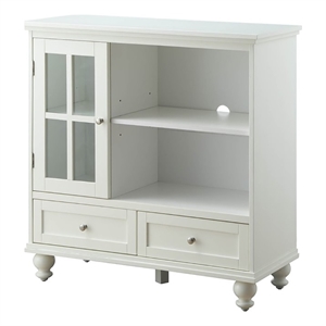 Pemberly Row Traditional Wood TV Stand for TVs up to 42&quot with Storages in White