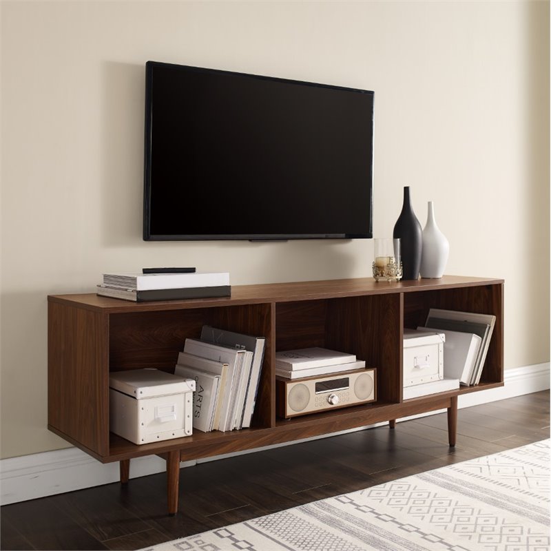 Pemberly Row Mid-Century Wood Low Profile TV Stand for TVs up to 65