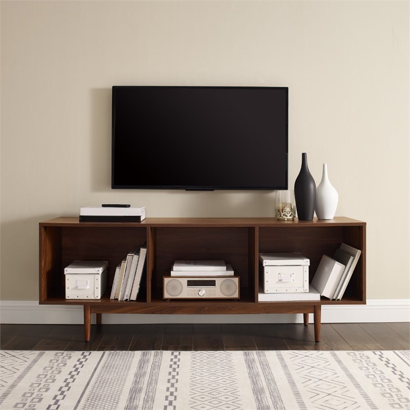 Pemberly Row Mid-Century Wood Low Profile TV Stand for TVs up to 65