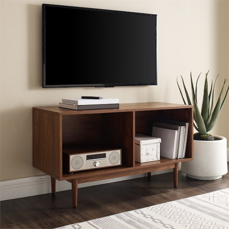 Pemberly Row Mid-Century Wood Low Profile TV Stand for TVs up to 43