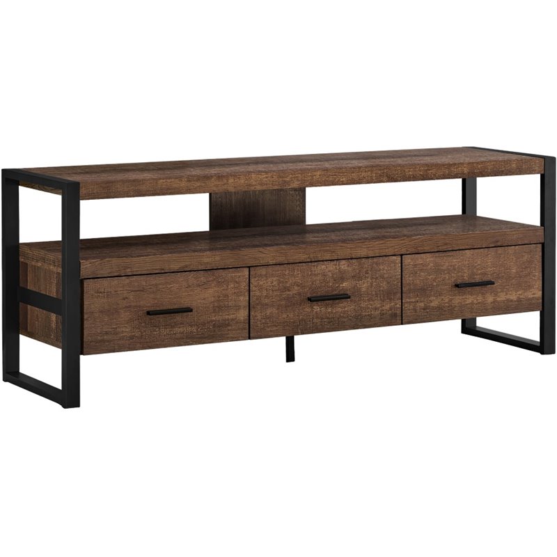 Pemberly Row Industrial 3 Drawer Wood TV Stand for TVs up to 60