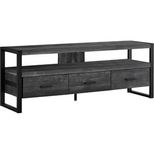Pemberly Row 3 Drawer 60&quot Contemporary Industrial TV Stand in Black