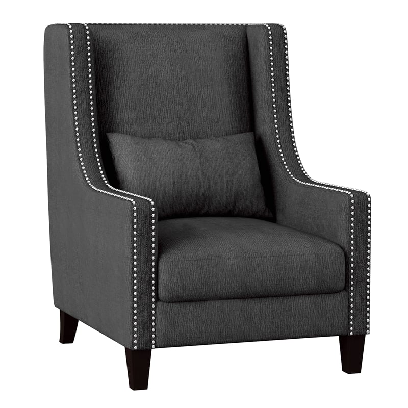 Pemberly Row Upholstered Wingback Chair in Dark Gray Cymax Business