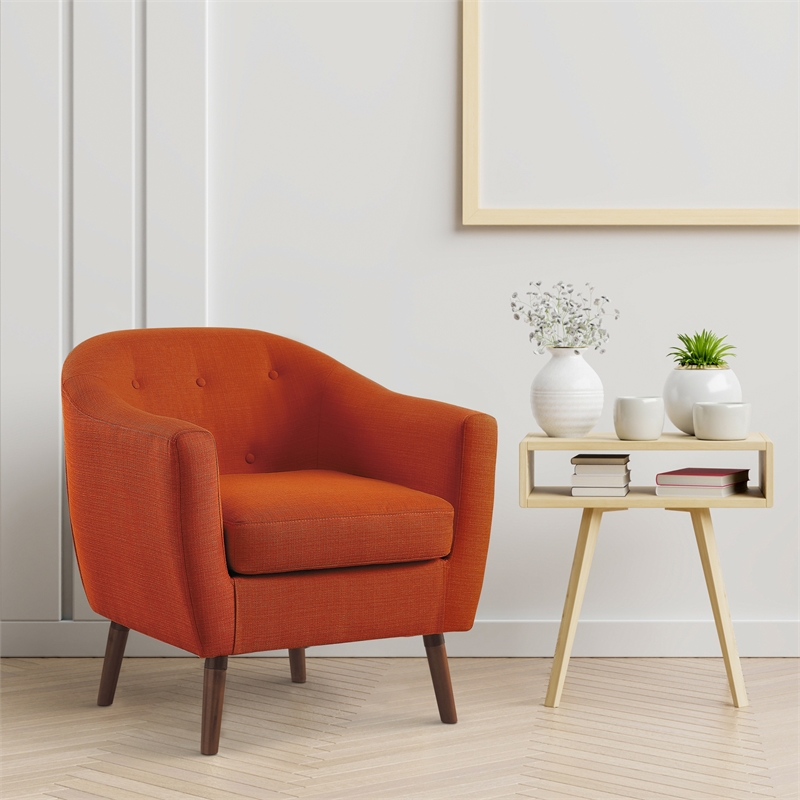 Pemberly Row Upholstered Accent Chair in Orange