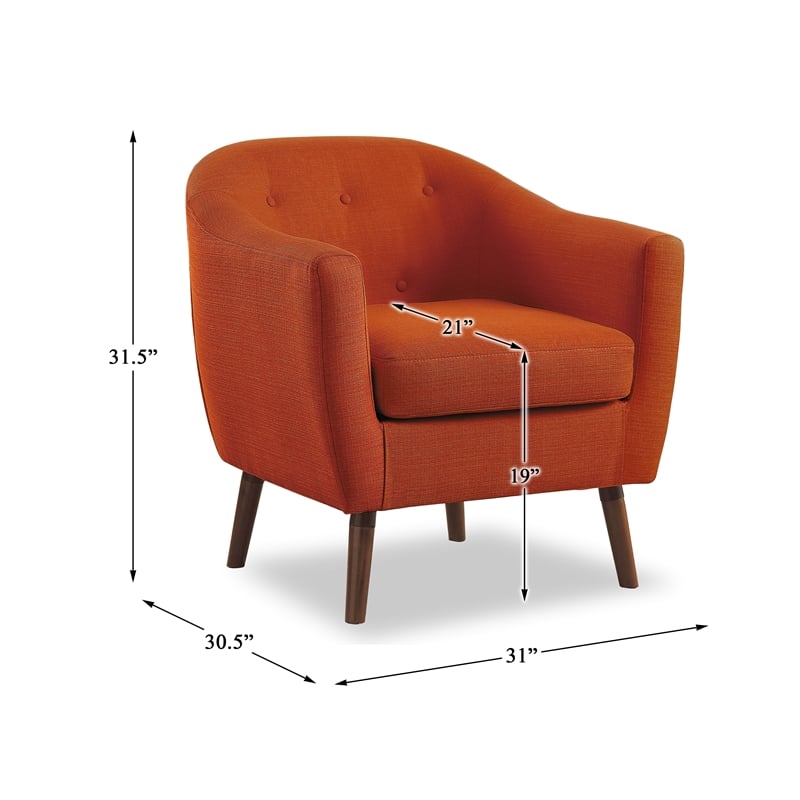 Pemberly Row Upholstered Accent Chair in Orange