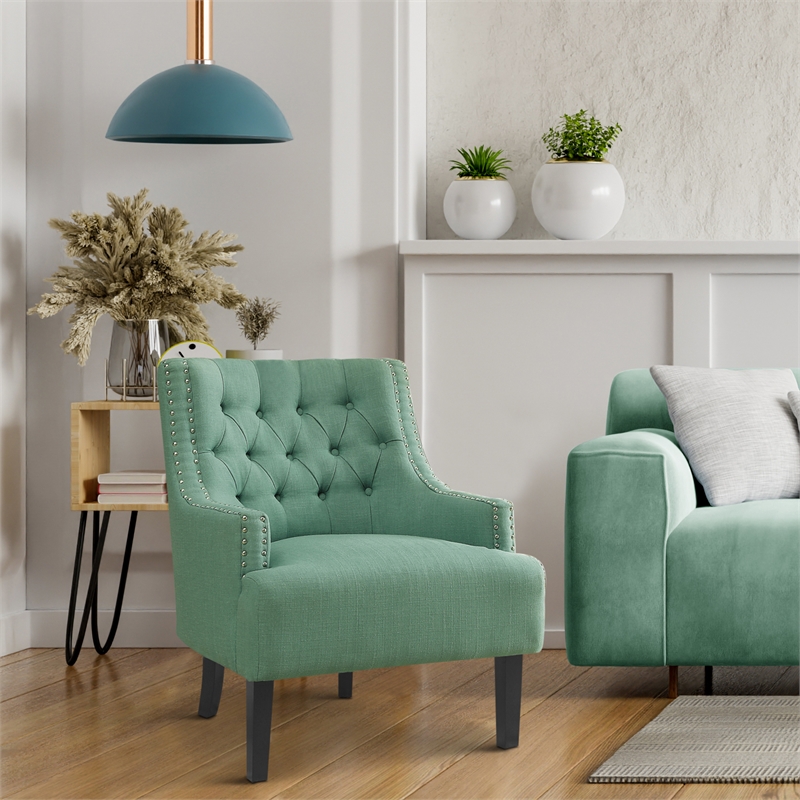 Pemberly Row Upholstered Accent Chair in Teal