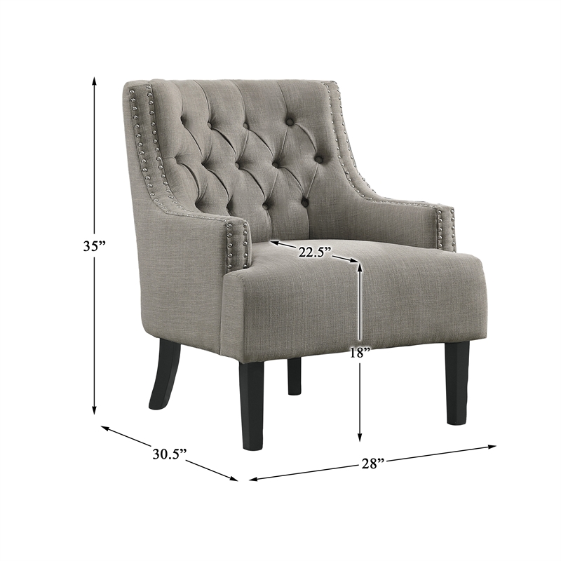 Pemberly Row Upholstered Accent Chair in Taupe