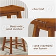 Pemberly Row Solid Wood Bar Stool Chair Set of 2 in Oak -Saddle Seat & Footrest