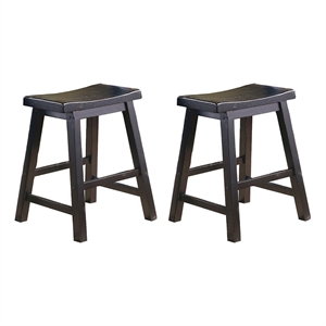 Pemberly Row 18&quot Contemporary Solid Wood Dining Stool in Black (Set of 2)
