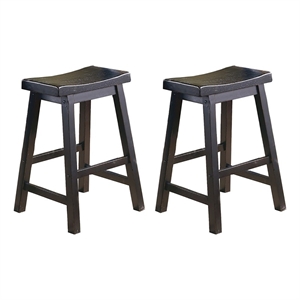Pemberly Row 23.5&quot Contemporary Solid Wood Counter Stool in Black (Set of 2)