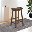 Pemberly Row Solid Wood Bar Stool Chair Set of 2 in Cherry - Saddle Seat