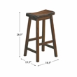 Pemberly Row Solid Wood Bar Stool Chair Set of 2 in Cherry - Saddle Seat