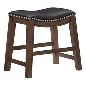 Pemberly Row 20&quot Transitional Faux Leather Saddle Dining Stool in Black