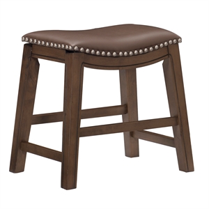 Pemberly Row 18&quot Faux Leather Saddle Dining Stool in Brown