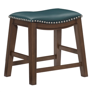 Pemberly Row 18&quot Faux Leather Saddle Dining Stool in Green