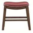 Pemberly Row Faux Leather Bar Stool Chair in Red With Saddle Seat & Footrest