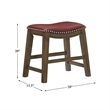 Pemberly Row Faux Leather Bar Stool Chair in Red With Saddle Seat & Footrest