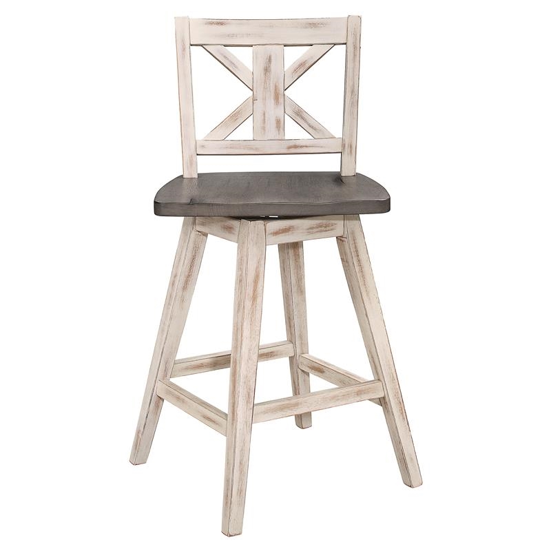 Pemberly Row Wood Bar Stool Chair Set of 2 in Brown - Rotating Square Seat