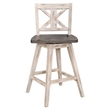 Pemberly Row Wood Bar Stool Chair Set of 2 in Brown - Rotating Square Seat