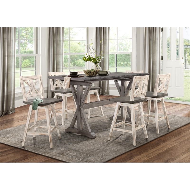 Pemberly Row Wood Bar Stool Chair Set of 2 in Brown - Rotating Square Seat