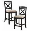 Pemberly Row Wood Counter Height Dining Chairs in Black and Beige (Set of 2)