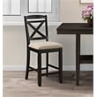 Pemberly Row Wood Counter Height Dining Chairs in Black and Beige (Set of 2)