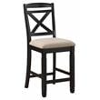 Pemberly Row Wood Counter Height Dining Chairs in Black and Beige (Set of 2)