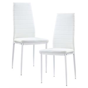 Pemberly Row 17.75&quot Modern Metal Dining Room Chair in White (Set of 2)