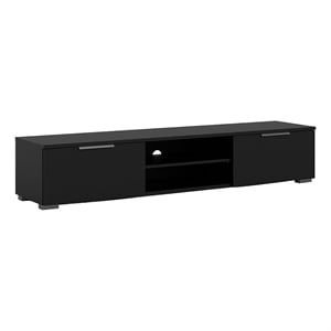 Pemberly Row Modern Wood TV Stand for TVs up to 67&quot with Storage in Black Matte