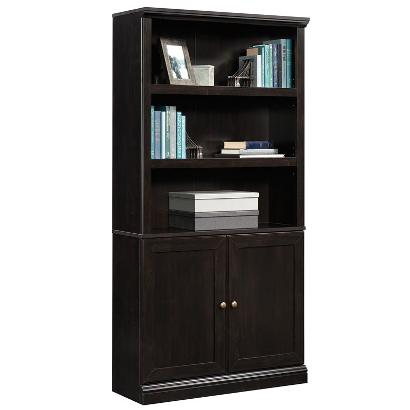 Pemberly Row 3-Shelf Modern Engineered Wood Bookcase in Estate Black