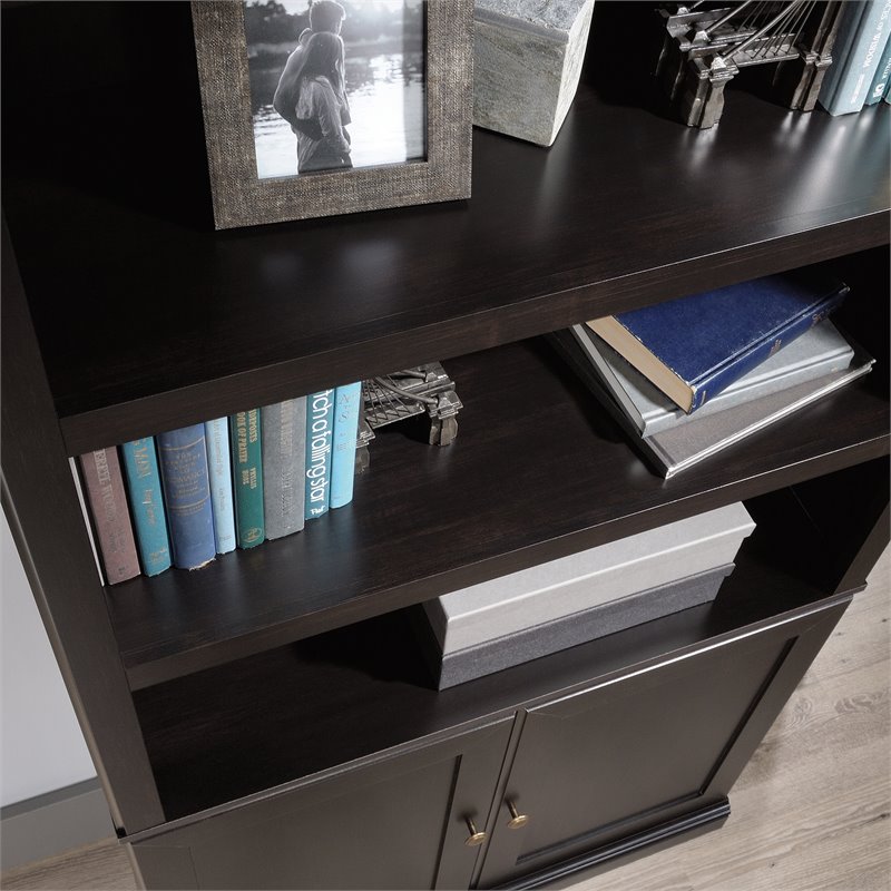 Pemberly Row 3-Shelf Modern Engineered Wood Bookcase in Estate Black