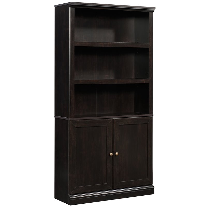 Pemberly Row 3-Shelf Modern Engineered Wood Bookcase in Estate Black